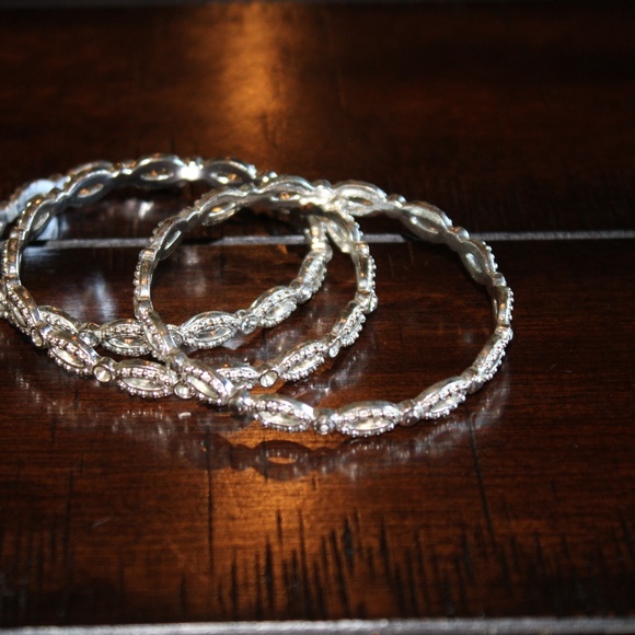 Set of Three Silver Bangle Bracelets - Picture 3 of 3